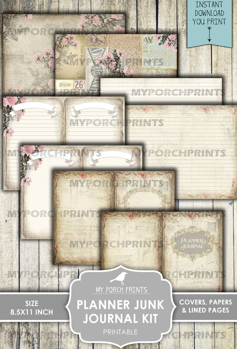 Kit de journal indésirable Shabby Chic Planner