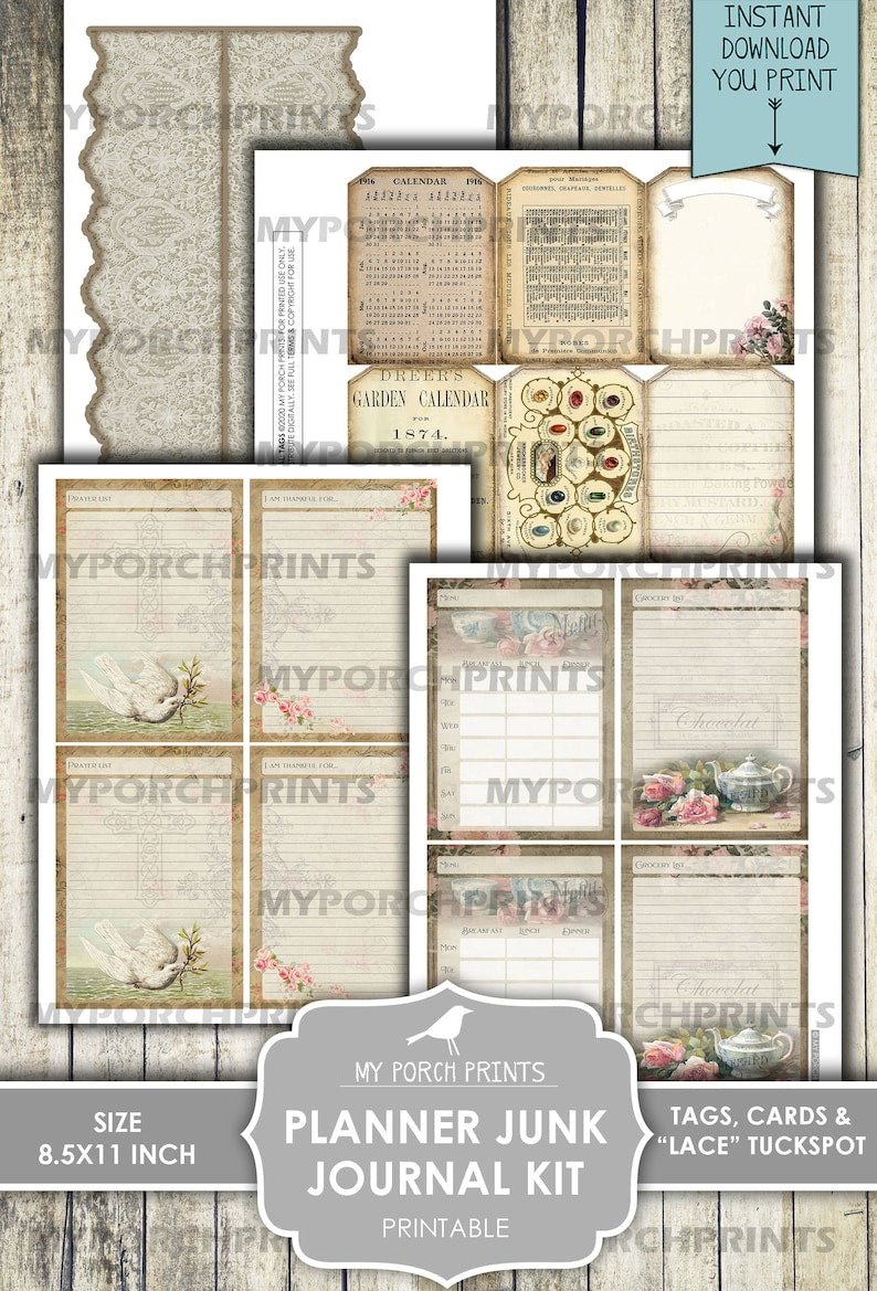 Kit de journal indésirable Shabby Chic Planner