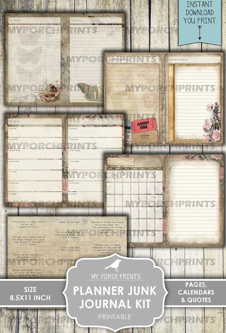 Kit de journal indésirable Shabby Chic Planner