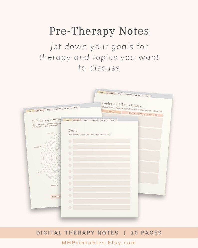 Digital Therapy Journal: Session Notes for Goodnotes & Tablets_BrainAcademy.store