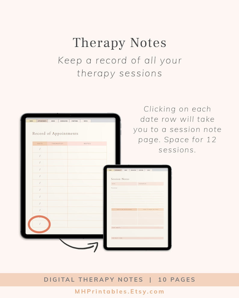 Digital Therapy Journal: Session Notes for Goodnotes & Tablets_BrainAcademy.store