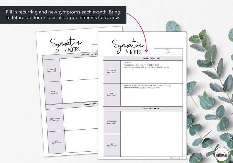 Printable Symptom Tracker: Monthly Symptom Monitoring and Management_BrainAcademy.store