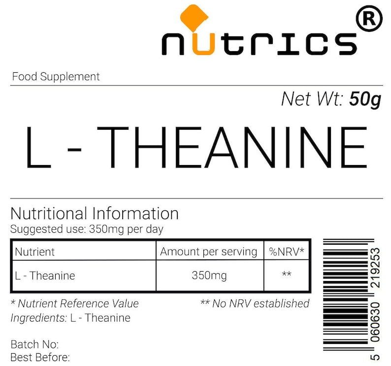 Nutrics® L-Théanine 50g : Booster cérébral pour le sommeil et la mémoire