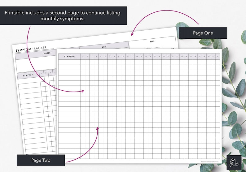 Monthly Symptom Tracker: Track Frequency and Severity_BrainAcademy.store