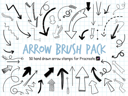 50 Handcrafted Arrow Brushes for Procreate_BrainAcademy.store