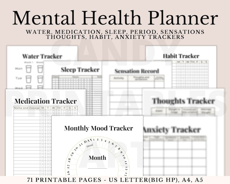 Printable Mental Health Planner: Track Anxiety, Moods, and Wellness_BrainAcademy.store