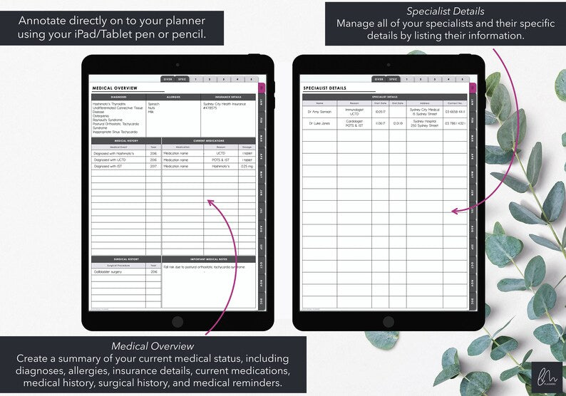 Digital Symptom Tracker: Monthly Management Planner_BrainAcademy.store