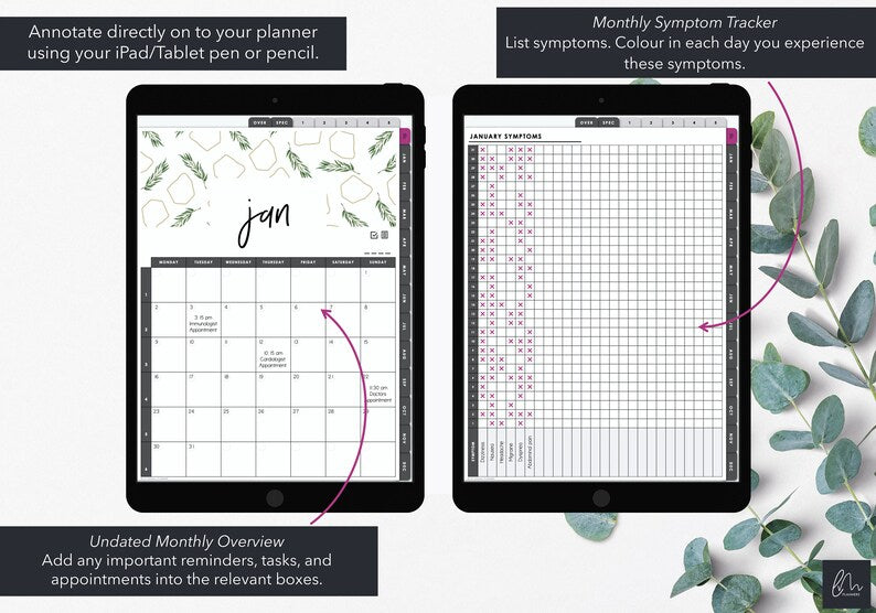 Digital Symptom Tracker: Monthly Management Planner_BrainAcademy.store