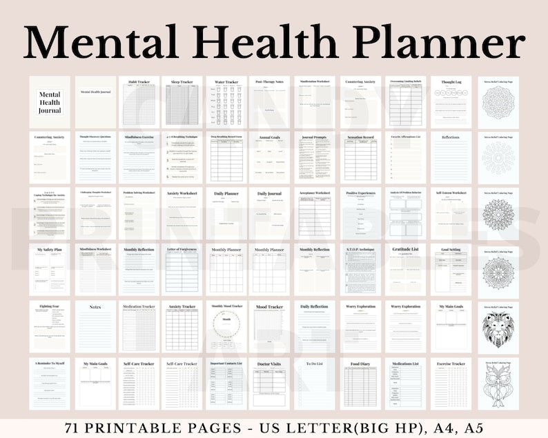 Printable Mental Health Planner: Track Anxiety, Moods, and Wellness_BrainAcademy.store