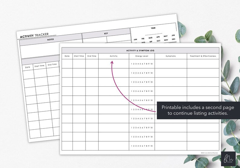 Activity & Symptom Tracker Journal_BrainAcademy.store