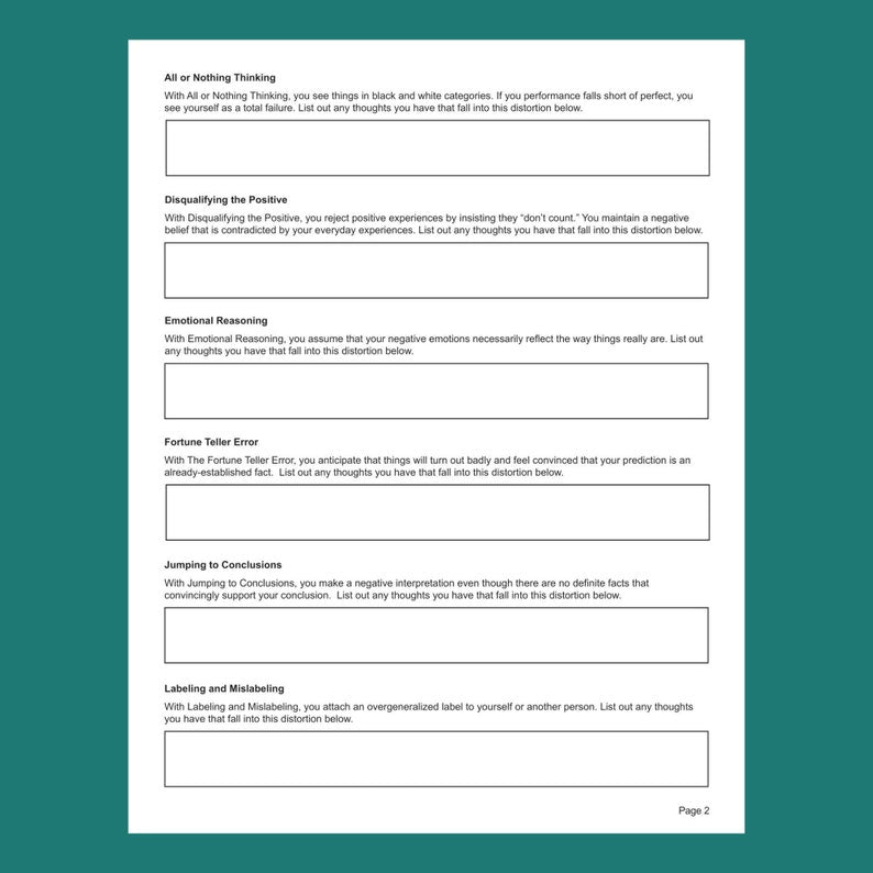 Cognitive Distortions Worksheet | Fillable PDF for Mental Health Professionals_BrainAcademy.store