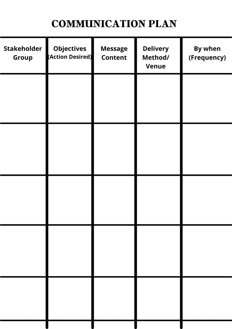 Modèle de plan de communication imprimable