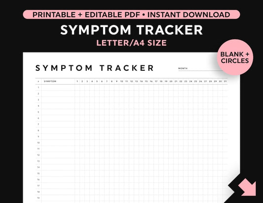 Editable Symptom Tracker for Chronic Illness_BrainAcademy.store