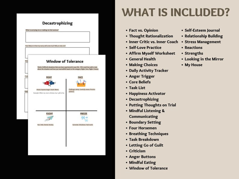 CBT Worksheets Bundle: Therapy Journal Prompts for Mental Health_BrainAcademy.store