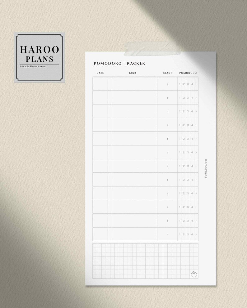 Printable Pomodoro Planner Inserts for Time Management_BrainAcademy.store