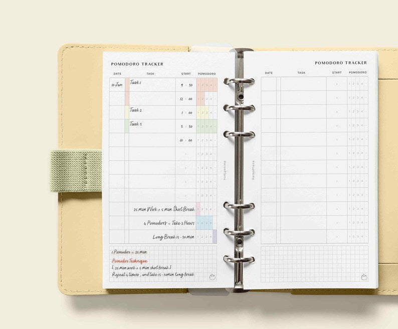 Printable Pomodoro Planner Inserts for Time Management_BrainAcademy.store