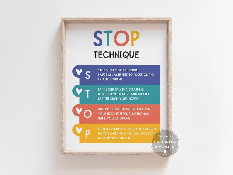 Stop Technique: CBT Anxiety Management Poster_BrainAcademy.store