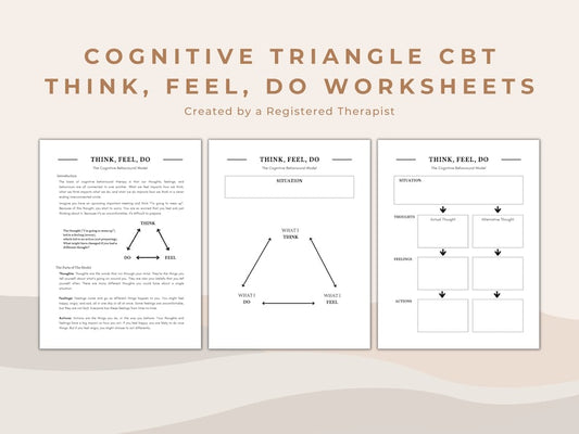 CBT Triangle: Worksheets for Therapist & Mental Health_BrainAcademy.store