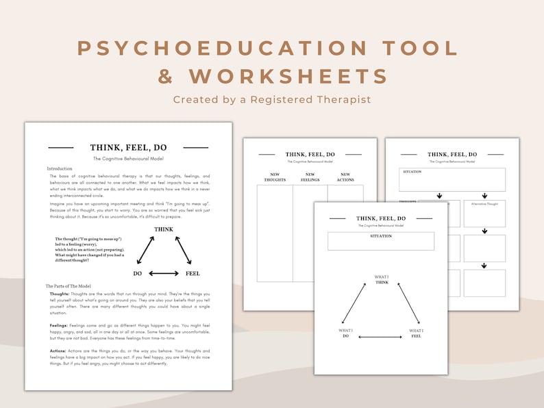 CBT Triangle: Worksheets for Therapist & Mental Health_BrainAcademy.store