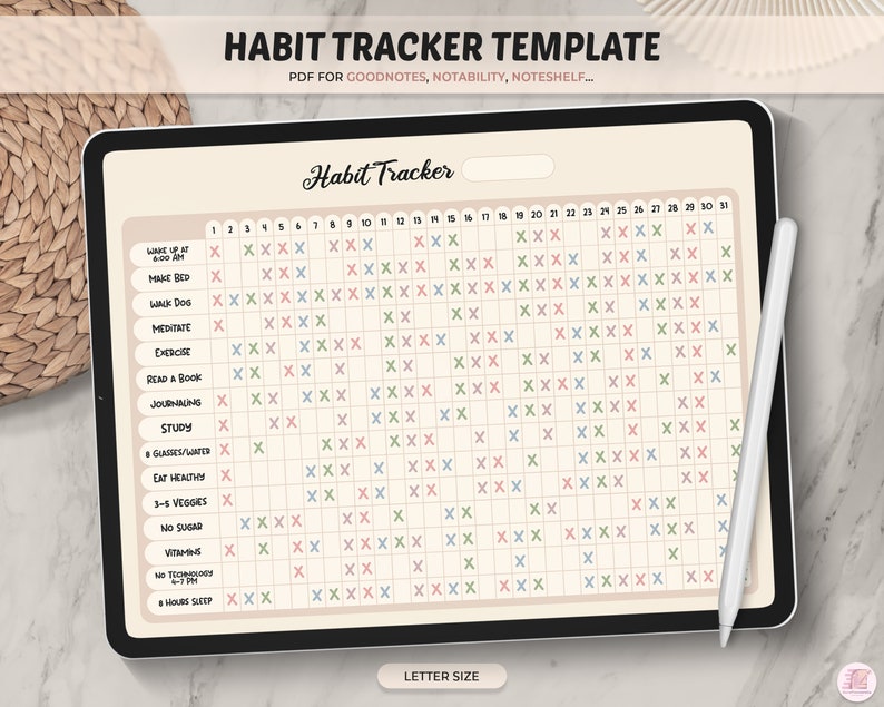 Digital Habit Tracker and Planner for Goodnotes, Notability_BrainAcademy.store