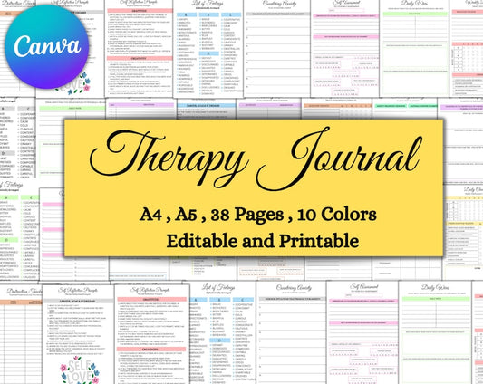 Comprehensive Therapy Journal: Printable, Editable, Instant Download_BrainAcademy.store