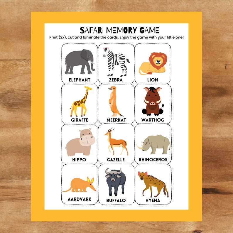 Safari Animal Memory Match_BrainAcademy.store