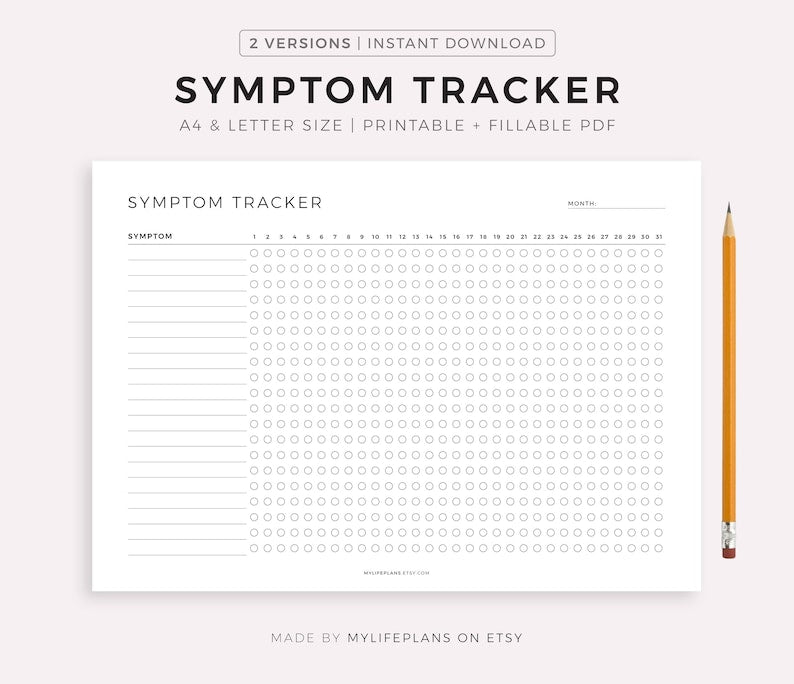 Symptom Tracker: Monitor Health with Ease in A4/Letter_BrainAcademy.store