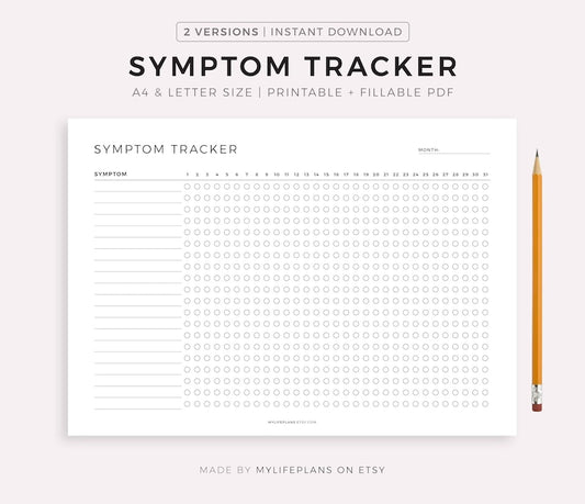 Symptom Tracker: Monitor Health with Ease in A4/Letter_BrainAcademy.store