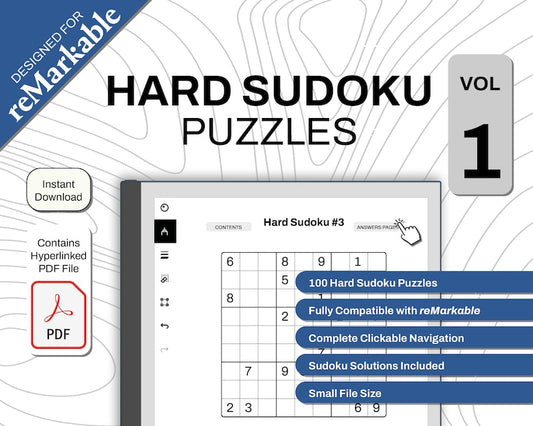 Modèle PDF reMarkable Sudoku Volume 1