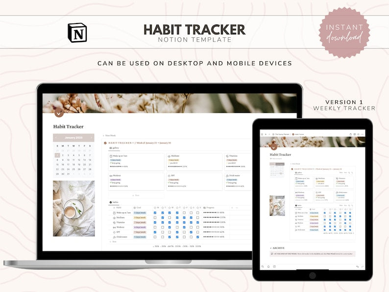 Notion Habit Tracker Dashboard | Digital Daily Tracker_BrainAcademy.store