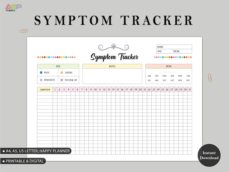 Monthly Health Journal: Track Symptoms, Severity, and Frequency_BrainAcademy.store