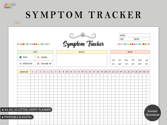 Monthly Health Journal: Track Symptoms, Severity, and Frequency_BrainAcademy.store