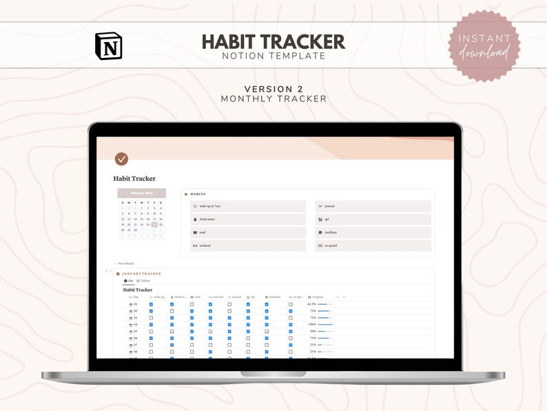 Notion Habit Tracker Dashboard | Digital Daily Tracker_BrainAcademy.store