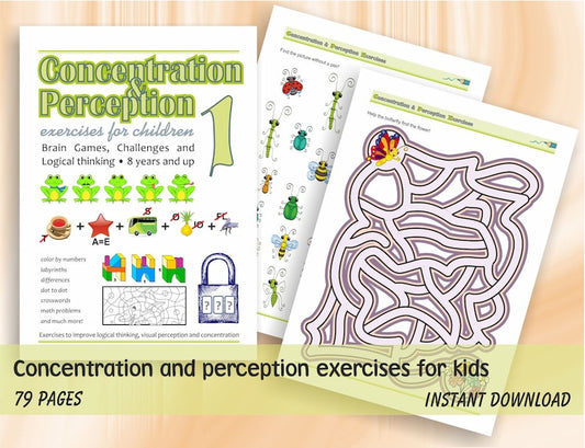 Concentration & Perception Workbook for Kids (Age 8+)_BrainAcademy.store