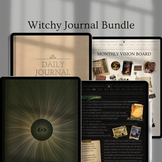 Digital Witchy Bundle : Carnets quotidiens, autocollants, journaux