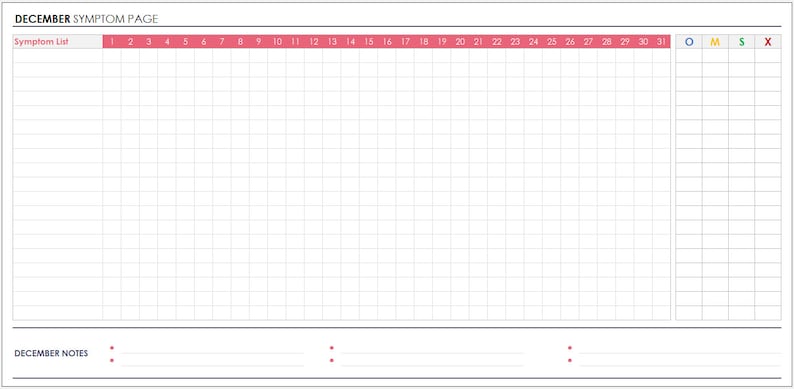 Monthly Symptom Tracker: Track Pain, Health, Frequency_BrainAcademy.store