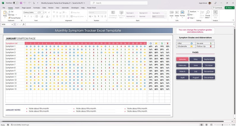 Monthly Symptom Tracker: Track Pain, Health, Frequency_BrainAcademy.store