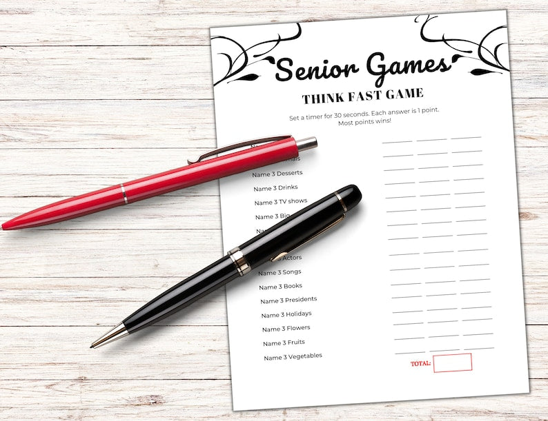 Pensez rapidement! Jeux de réflexion pour les seniors