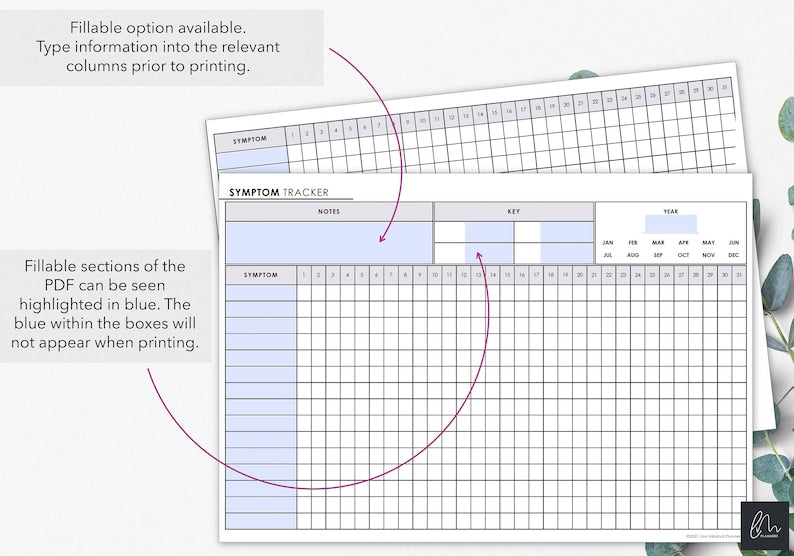 Printable Monthly Symptom Tracker for Frequency & Severity_BrainAcademy.store