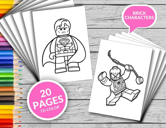 Livre de coloriage amusant Brick Heroes