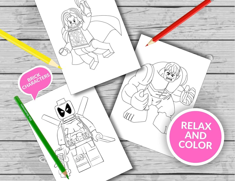 Livre de coloriage amusant Brick Heroes