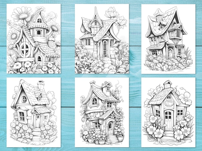 Charming Fairy Flower Houses Coloring Book_BrainAcademy.store