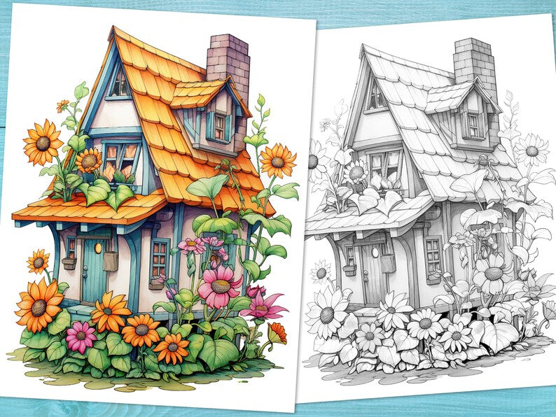 Charming Fairy Flower Houses Coloring Book_BrainAcademy.store