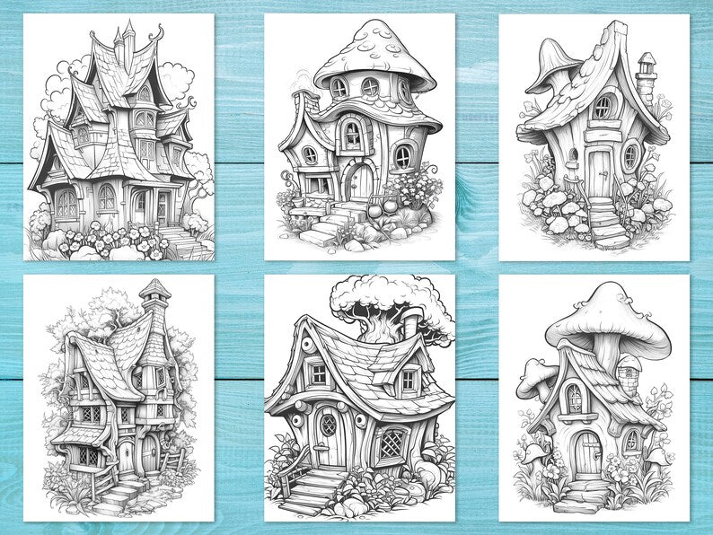 Charming Fairy Flower Houses Coloring Book_BrainAcademy.store