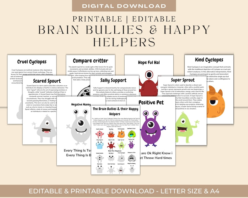 Thought Monsters Thinking Traps Cards: Communication Tool for Kids_BrainAcademy.store