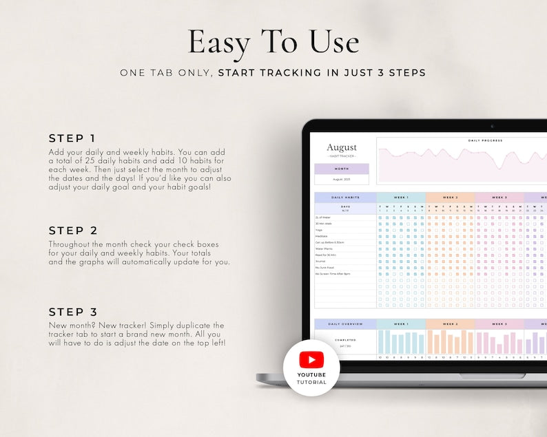 Habit Tracker & Daily Planner Template for Google Sheets_BrainAcademy.store