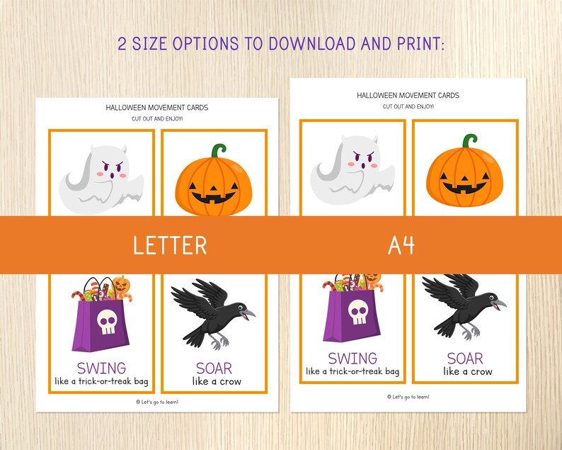 Halloween Movement Cards for Preschool & Kindergarten_BrainAcademy.store