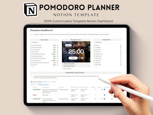 Notion Template for Pomodoro Productivity and Time Management_BrainAcademy.store