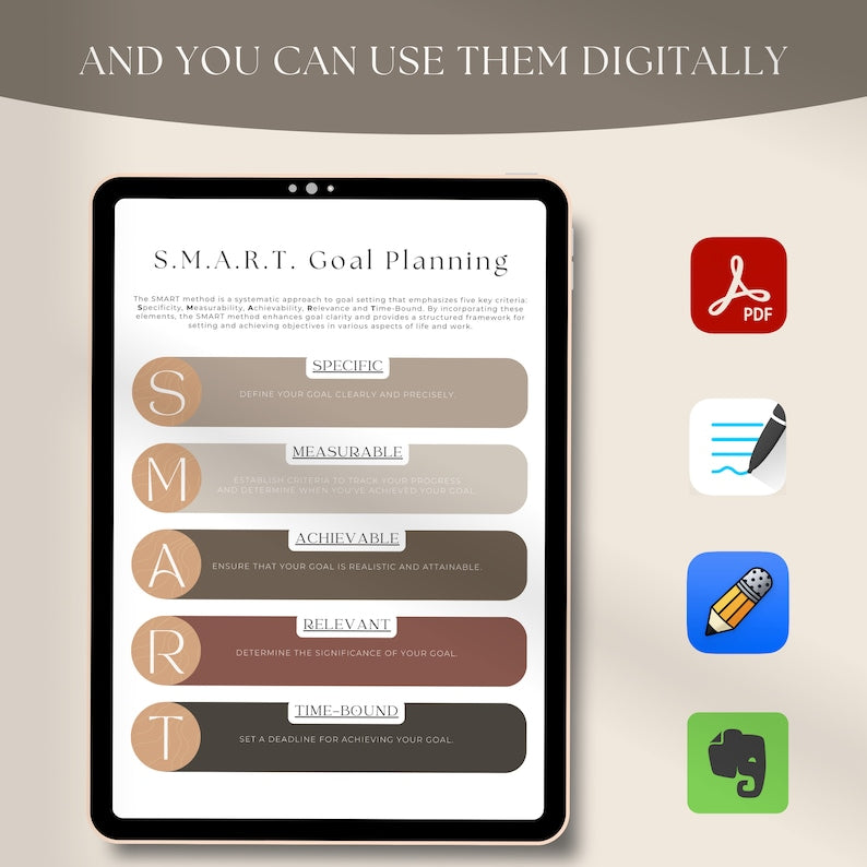 SMART Goal Setting Templates for Growth_BrainAcademy.store