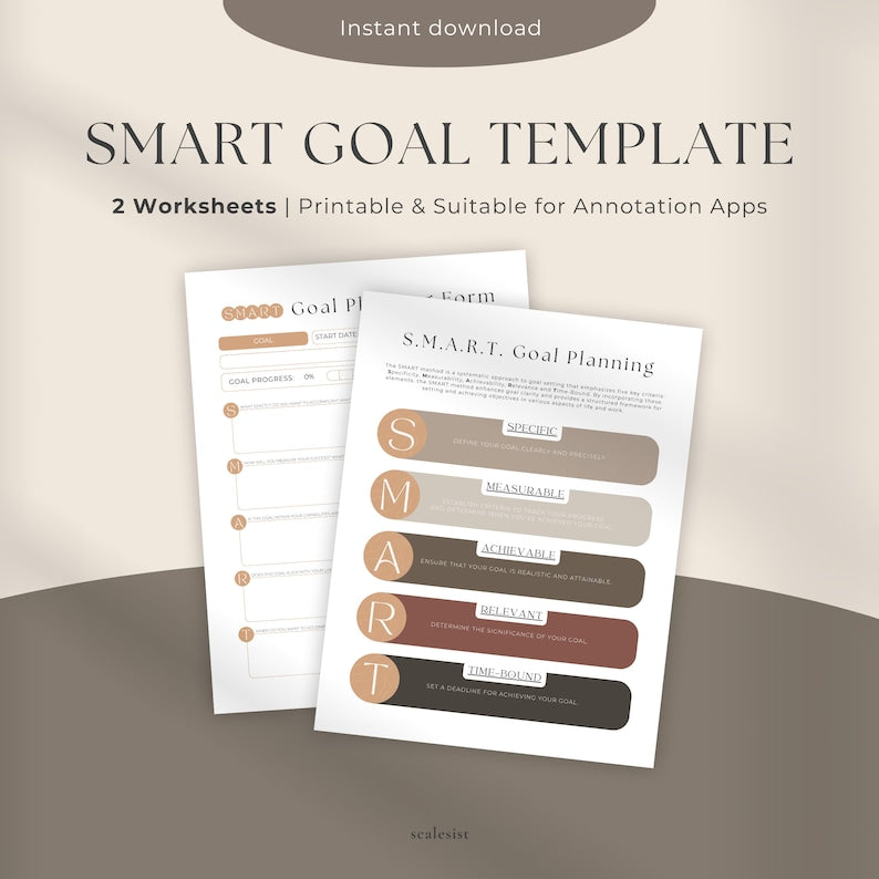 SMART Goal Setting Templates for Growth_BrainAcademy.store